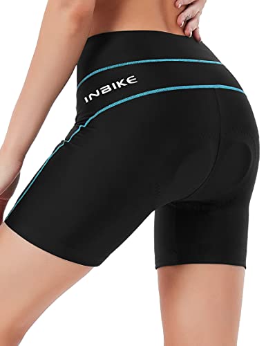 INBIKE Radlerhose Damen Fahrradhose Kurz Fahrradunterhose gepolstert Radunterwäsche Lang Unterhose Unterwäsche Fahrrad Rad Moutainbike MTB Rennrad Blau S von INBIKE