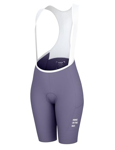 INBIKE Radlerhose Damen Gepolstert mit Tasche Kurz Sommer Sport Fahrradhose Radhose Sitzpolster Fahrrad Trägerhose Hose Rennrad Radsport Bib Shorts Lila S von INBIKE