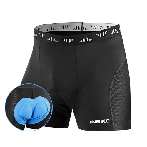 INBIKE Radunterhose Herren Gepolstert Fahrrad Unterhose Radlerunterhose Fahrradunterhose Kurz Radhose Sommer mit Sitzpolster Schwarz L von INBIKE