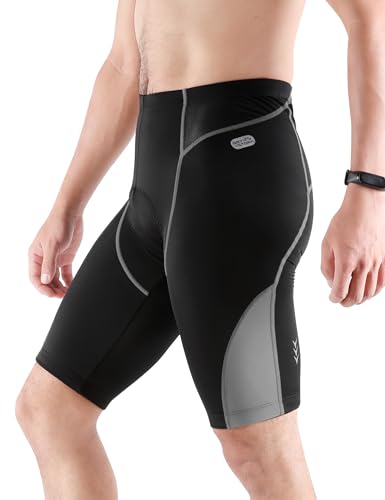 INBIKE Radlerhose Herren mit Sitzpolster Radhose Kurz Gepolstert Baumwolle Fahrradhose Radunterhose Hose für Downhill MTB Reiten Radsport, Grau XXL von INBIKE