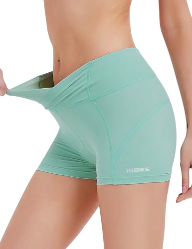 INBIKE Radlerunterhose Damen Gepolstert Sitzpolster Kurz Sommer Sport Fahrradunterhose Radunterhose Unterwäsche Fahrrad Hose Rennrad Radsport Grün L von INBIKE