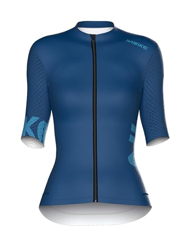 INBIKE Radtrikot Damen Kurzarm Fahrradtrikot Sommer Atmungsaktiv Trikot Fahrrad Rennrad Shirt Fahrradbekleidung Blau 2XL von INBIKE