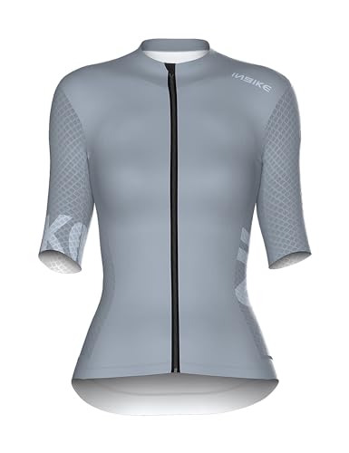 INBIKE Radtrikot Damen Kurzarm Fahrradtrikot Sommer Atmungsaktiv Trikot Fahrrad Rennrad Shirt Fahrradbekleidung Grau 2XL von INBIKE