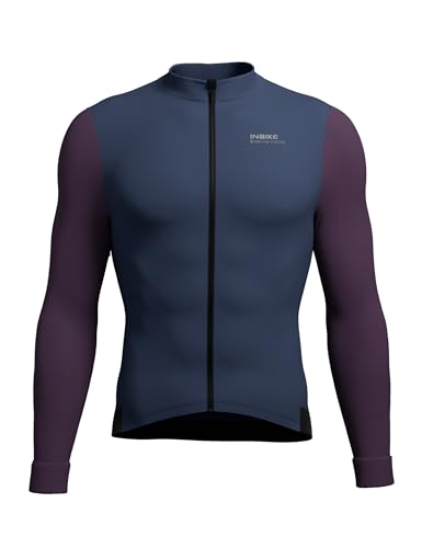 INBIKE Radtrikot Herren Damen Langarm MTB Warm Winter Elastisch Fahrradtrikot Funktionsshirt Fleece Herbst Komfort für Radsport Outdoor Sport Blau/Violett XXL von INBIKE