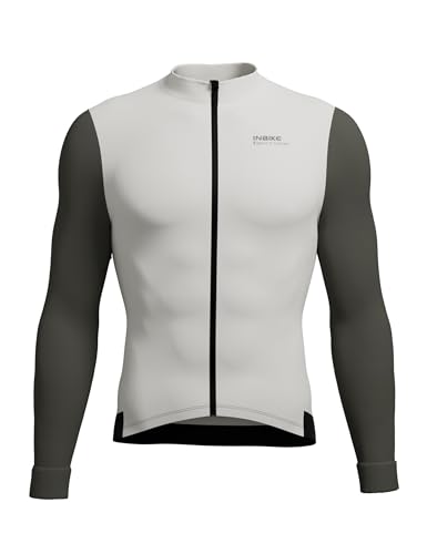 INBIKE Radtrikot Herren Langarm Winter Warm Fahrradtrikot MTB Trikot Thermo Herbst Fleece Funktionsshirt Elastisch für Radsport Outdoor Sport Braun/Weiß M von INBIKE