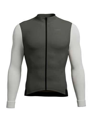 INBIKE Radtrikot Herren Langarm Winter Warm Fahrradtrikot MTB Trikot Thermo Herbst Fleece Funktionsshirt Elastisch für Radsport Outdoor Sport Grün/Weiß XS von INBIKE