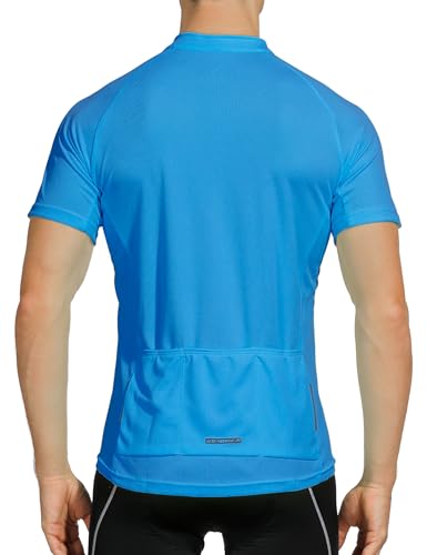 INBIKE Radtrikot Herren Kurzarm Fahrradtrikot Kurz Ärmellos Shirt Fahrrad Trikot Jersey Aus Elastischem Atmungsaktiv Schnell Trockendem Stoff Blau L von INBIKE