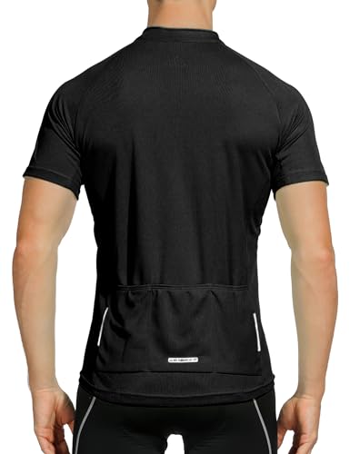 INBIKE Radtrikot Herren Kurzarm Fahrradtrikot Kurz Ärmellos Shirt Fahrrad Trikot Jersey Aus Elastischem Atmungsaktiv Schnell Trockendem Stoff Schwarz 2XL von INBIKE