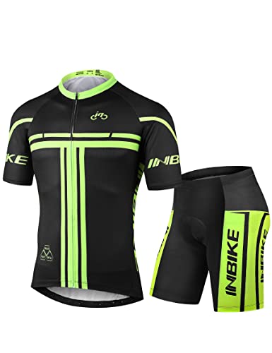 INBIKE Radtrikot Set Herren Damen Kurzarm Fahrradbekleidung Set MTB Sommer Radhose mit Sitzpolster Fahrradtrikot für Radfahren Rennrad M von INBIKE