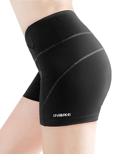 INBIKE Radunterhose Damen mit Sitzpolster Radlerunterhose Gepolstert Gel Kurz Bequem Schnelltrockend Weich Schwarz L von INBIKE