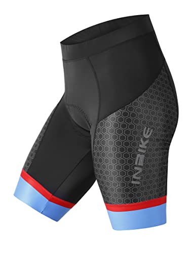 INBIKE Radunterhose Fahrradhose Herren Kurz Gepolstert Fahrrad Unterwäsche mit Sitzpolster Damen Atmungsaktiv Elastische für Radfahren Schwarz&Blau 2XL von INBIKE