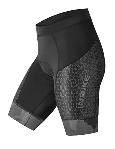 INBIKE Radunterhose Fahrradhose Herren Kurz Gepolstert Fahrrad Unterwäsche mit Sitzpolster Damen Atmungsaktiv Elastische für Radfahren Schwarz&Grau 3XL von INBIKE