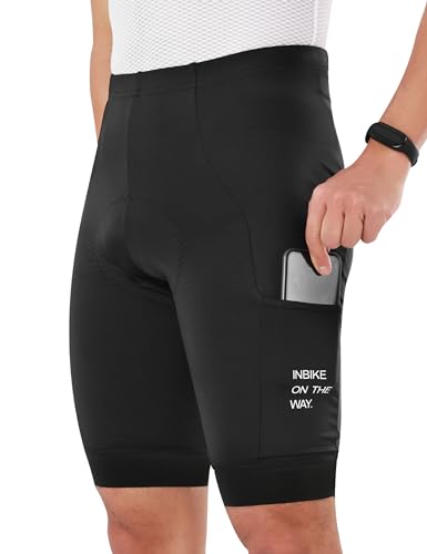 INBIKE Rradhose Herren Kurz Gepolstert Fahrradhose Sitzpolster Radlerhose Radsport Bekleidung Fahrradbekleidung Hose Fahrrad Rennrad Shorts Schwarz L von INBIKE