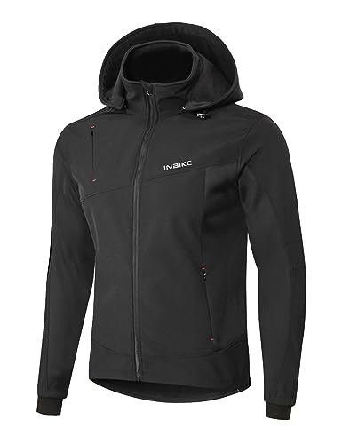 INBIKE Softshelljacke Herren Winter Softshell Jacke Übergangsjacke Wasserdicht Atmungsaktiv Wanderjacke Fahrradjacke Jungen Damen für MTB Fahrrad Wandern Bergsteigen Outdoor Schwarz L von INBIKE