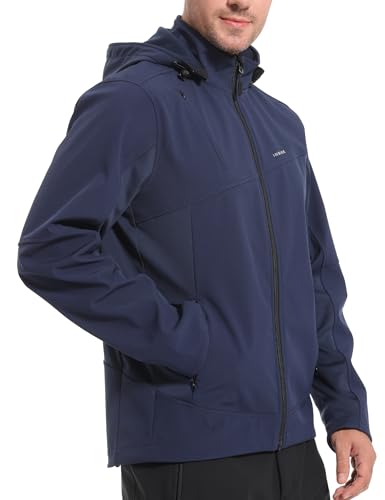 INBIKE Softshelljacke für Herren Wasserdicht Softshell Jacke Warm Herbst Winter Frühling Outdoor Regenjacke Wanderjacke Fahrradjacke Übergangsjacke MTB Fahrrad Dunkelblau M von INBIKE