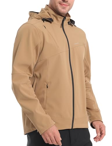 INBIKE Softshelljacke für Herren Wasserdicht Softshell Jacke Warm Herbst Winter Frühling Outdoor Regenjacke Wanderjacke Fahrradjacke Übergangsjacke MTB Fahrrad Khaki S von INBIKE