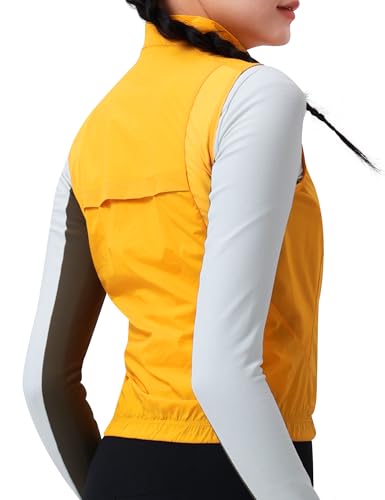 INBIKE Winddichte Jacke Damen Weste Windbreaker Fahrradweste Leichtweight Atmungsaktiv UV Schutz SPF50+ Fahrrad Rennrad Fashion Arbeit Gelb M von INBIKE