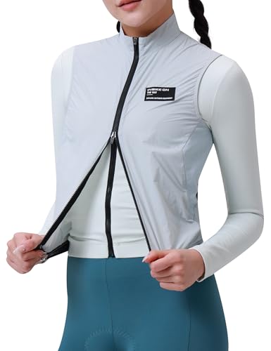 INBIKE Winddichte Jacke Damen Weste Windbreaker Fahrradweste Leichtweight Atmungsaktiv UV Schutz SPF50+ Fahrrad Rennrad Fashion Arbeit Grau S von INBIKE
