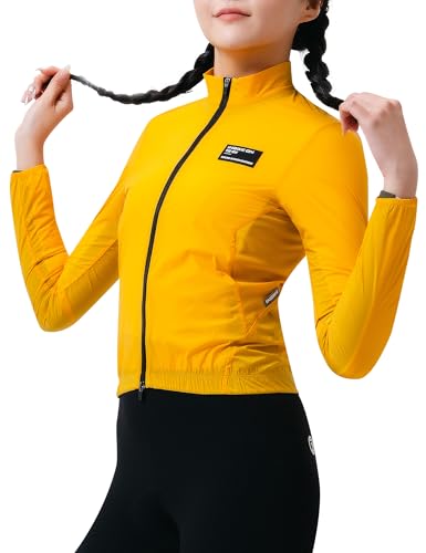 INBIKE Winddichte Jacke Damen Windbreaker Fahrradjacke Leichtweight Atmungsaktiv UV Schutz SPF50+ Fahrrad Rennrad Fashion Arbeit Gelb L von INBIKE