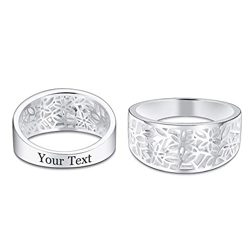 INBLUE 925 Sterling Silber Blumenmuster Blätter Filigrane Ringe für Frauen Liebhaber Schwestern Verlobung Hochzeit Versprechen Schmuck Personalisierte Geschenke 57 (18.1) Größe von INBLUE