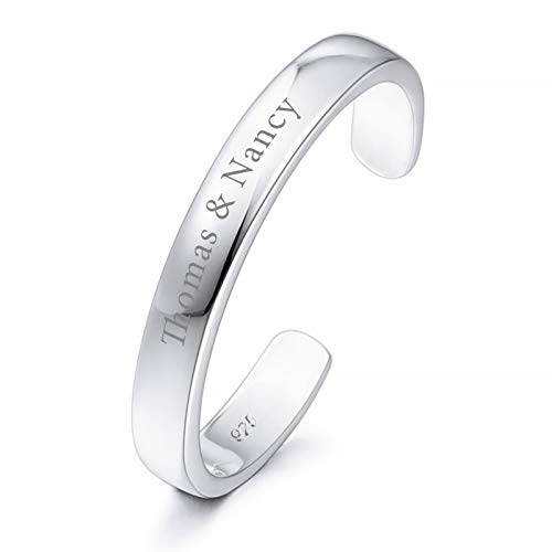 INBLUE 925 Sterling Silber Zehenringe für Frauen Mädchen Liebhaber Schwestern Verstellbare Verlobung Hochzeitsversprechen Open Band Schmuck für Muttertag Valentinstag Freundschaft (Gravur) von INBLUE