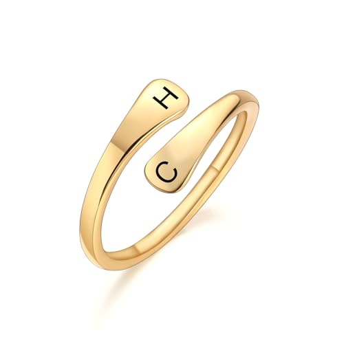 INBLUE Personalisierte 925 Sterling Silber Spirale Twist Ring für Frauen Gravur mit Name/Datum/Initial Ringe für Frauen Einstellbare Offene Versprechen Ringe Geschenk für Hochzeit Verlobung - B2 von INBLUE