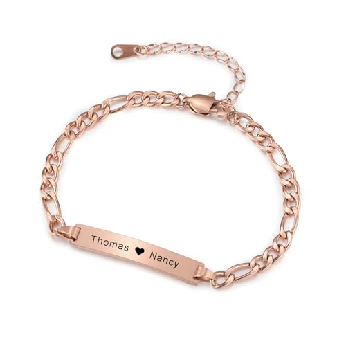 INBLUE Personalisierte Bar Armbänder Gravierter Name für Frauen Mädchen Freundin mit Verstellbarer Kette Edelstahl Schmuck Brautjungferngeschenke Jahrestaufgeschenke von INBLUE