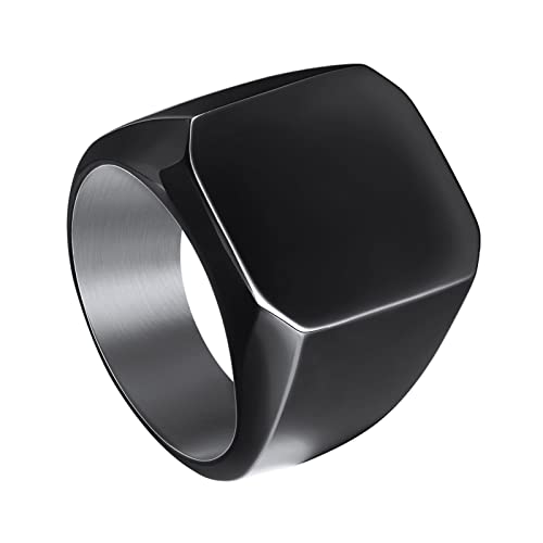 INBLUE Personalisierte Gravierte Anfangs Monogramm-Siegelringe für Mann-Frauen-Edelstahl-Ringe Passen Schmuck besonders an Mit Ringgrößenverstellung Schwarz Größe 60 von INBLUE