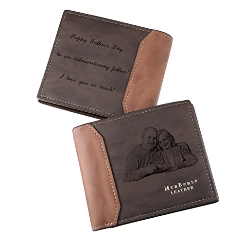 INBLUE Personalisierte Gravierte Bifold-GeldböRse, Individuelle Leder-GeldböRse mit Foto und Text Graviert, Geschenke für MäNner, Ehemann, Vater, Sohn, Trauzeugen von INBLUE