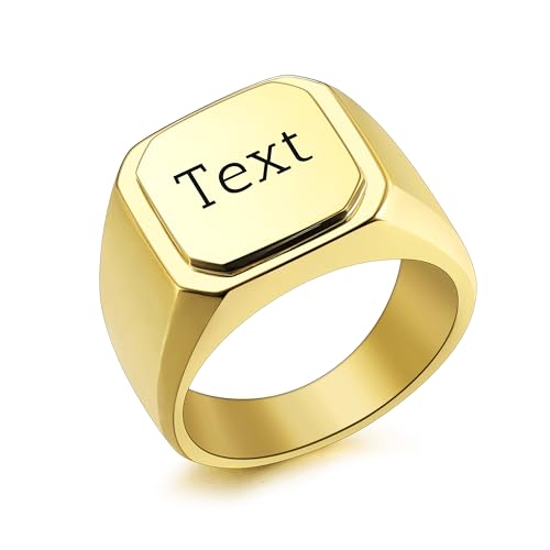 INBLUE Personalisierte Gravierte Name/Initial Monogramm Signet Ringe für Männer mit Optionalen Größe 54-75 Edelstahl Buchstabe Ringe mit Ringe Größe Adjusters Mode Ringe Schmuck für Jahrestag - C4 von INBLUE