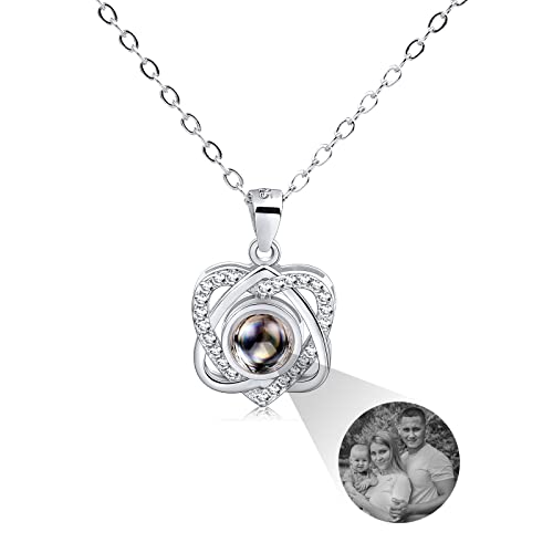 INBLUE Personalisierte Projektion Bild Anhänger 925 Sterling Silber Halskette Herzförmiger Anhänger Geburtstag Jubiläumsgeschenke für Sie/Frauen/Freundin/Mutter Schmuck (Schwarz-Weiß-Bild) von INBLUE