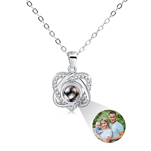 INBLUE Personalisierte Projektion Bild Anhänger 925 Sterling Silber Halskette Herzförmiger Anhänger Geburtstag Jubiläumsgeschenke für Sie/Frauen/Freundin/Mutter Schmuck (farbiges Bild) von INBLUE