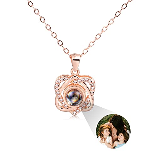 INBLUE Personalisierte Projektion Bild Anhänger 925 Sterling Silber Halskette Herzförmiger Anhänger Geburtstag Jubiläumsgeschenke für Sie/Frauen/Freundin/Mutter Schmuck (farbiges Bild) von INBLUE
