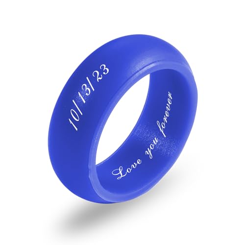INBLUE Personalisierte Silikon Ringe für Paare - Gravierte Text/Symbol Hochzeit Band Versprechen Ringe Set (Stil B - 8mm) von INBLUE
