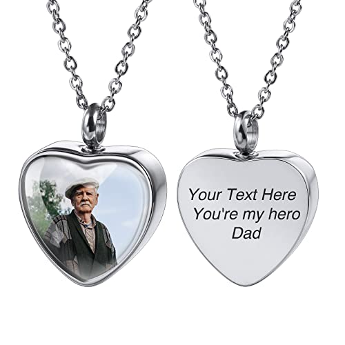 INBLUE Personalisierte Urnen Kette für Asche mit 12 Geburtssteinen/Engelsflügel/Bild Herzförmiger Anhänger Andenken Wasserdichter Feuerbestattungsschmuck für Asche (Farbfoto) von INBLUE