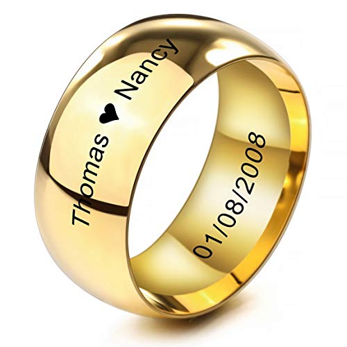 INBLUE Personalisierte Versprechen Ringe Gravur Name Datum Benutzerdefinierte Ringe für Frauen Mädchen Beste Freundin Muttertag Edelstahl Ehering Ring Schmuck Geschenk für Sie (Gold) von INBLUE