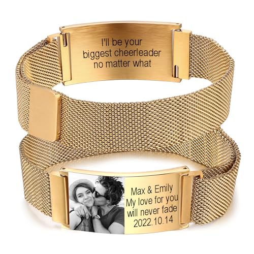 INBLUE Personalisiertes Bildarmband Verstellbares ID-Armband aus Edelstahl Gravierbar mit Foto Text Namen Individuelles Armband für Damen Herren Vatertag Gedenkschmuck Geschenke - B3 INBLUE Personalisiertes Bildarmband Verstellbares ID-Armband aus Edelstahl Gravierbar mit Foto Text Namen Individuelles Armband für Damen Herren Vatertag Gedenkschmuck Geschenke - B3 von INBLUE