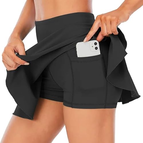 INCHICK Damen Hosenrock Tennisrock Golf Skort mit Taschen Schwarz/Taschen XXL von INCHICK