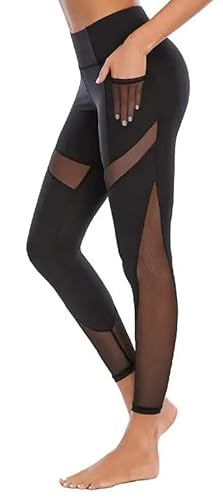 INCHICK Damen Leggings Sporthosen Yoga Schwarz-Mesh L von INCHICK