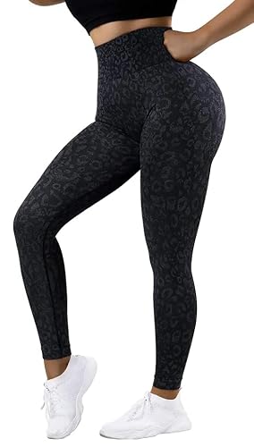 INCHICK Damen Leggings Sporthosen Yoga mit Handytaschen Grau-Leo M von INCHICK