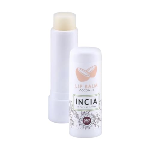 İncia Lip Balms Kokosnuss, Intensive Lippenpflege mit natürlichen Inhaltsstoffen, Feuchtigkeitsspendend, Zartschmelzende Formel, Vegan, Lippenschutz für Männer und Frauen von INCIA