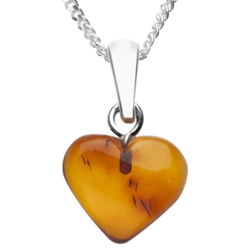 InCollections Damen-Anhänger 925/000 Silberschlaufe mit Bernstein-Herz inklusive Panzerkette 42 cm P604400050570 von INCOLLECTIONS