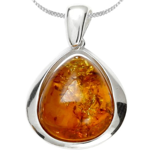 InCollections Damen-Anhänger 925/000 Sterlingsilber mit Bernstein inklusive Panzerkette 42 cm von INCOLLECTIONS