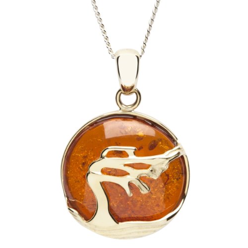 InCollections Damen-Anhänger 925/000 Sterlingsilber vergoldet mit Bernstein inklusive Panzerkette Windflüchter 45 cm 5421203568100 von INCOLLECTIONS