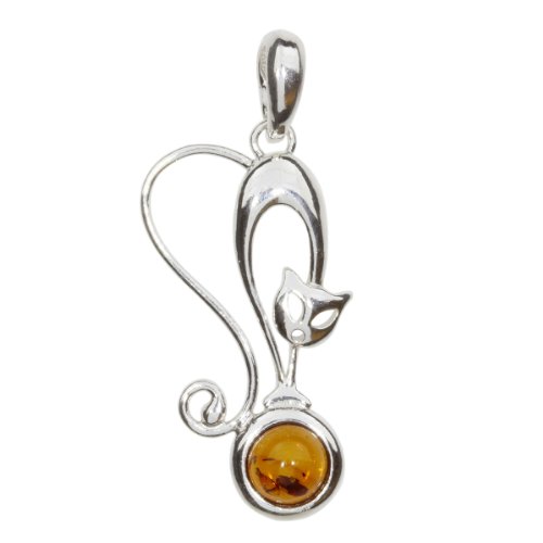 InCollections Damen-Anhänger 925 Sterling Silber Bernstein Katze 0010201405890 von INCOLLECTIONS