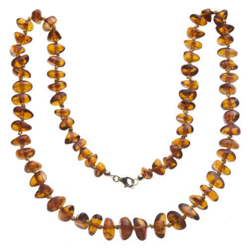 InCollections Damen-Bernsteinkette 45 cm mit Federringverschluß Silber vergoldet von INCOLLECTIONS