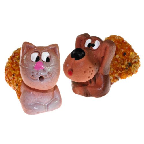 InCollections Damen- Deko Bernstein Hund und Katze aus Keramik mit Bernstein 0010980040290 von INCOLLECTIONS