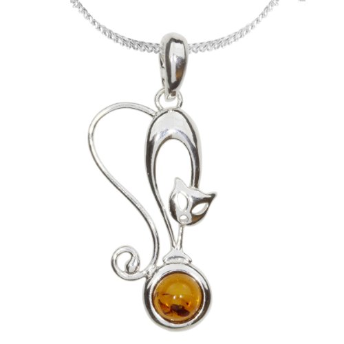 InCollections Damen- Halskette 925 Sterling Silber Bernstein inklusive Panzer 45 cm Katze 541A201405890 von INCOLLECTIONS