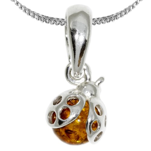 InCollections Damen- Halskette 925 Sterling Silber Bernstein inklusive Panzer verstellbar 36 - 38 cm Marienkäfer 731A200645890 von INCOLLECTIONS