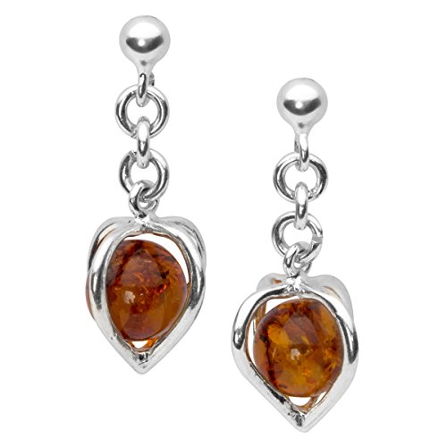 InCollections Damen-Ohrhänger Herz 925 Sterling Silber 2 Bernsteine gelb 22 mm 0010260320890 von INCOLLECTIONS